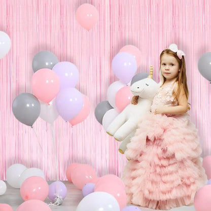 BRAVESHINE Pastel Pink Fringe Curtains - 2 Pack Backdrop for Graduation, Baby Showers & Parties