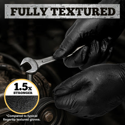 TitanFlex Heavy-Duty Black Disposable Nitrile Gloves, Box of 100, 6-mil, Fully Textured, Powder-Free, Latex-Free, Non-Sterile