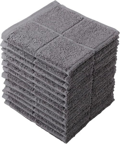 Glynniss Dishcloths - Highly Absorbent 100% Cotton Kitchen Dish Rags | 12-Pack Gray Cleaning Cloths