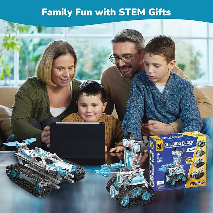 Robot Building Kit with APP/Remote Control STEM Gifts for Boys Age 6-16Technic Coding Robotic Toys for Kids Birthday Buildable 5in1 Models with 720 Pieces
