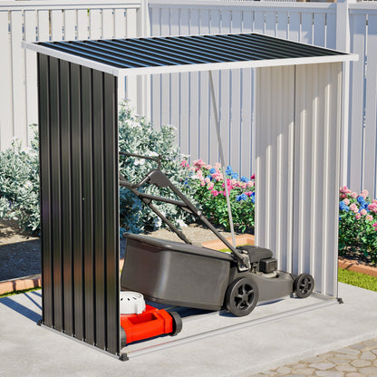 KEIKI Firewood Storage Rack with Sloped Roof, 62 Cu.Ft Weather-Resistant Patio Organizer, Outdoor Metal Storage Shed for Lawn Mower, Garden Tools, Backyard, Camping Gear