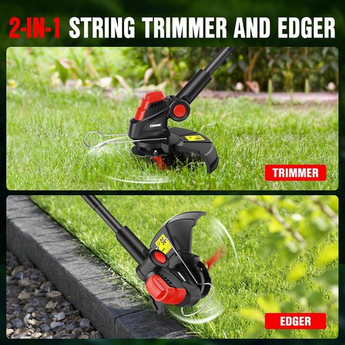 EWORK Cordless Weed Wacker - 20V 10-Inch Electric Grass Trimmer with Upgraded Cutter Blade & 2 Batteries