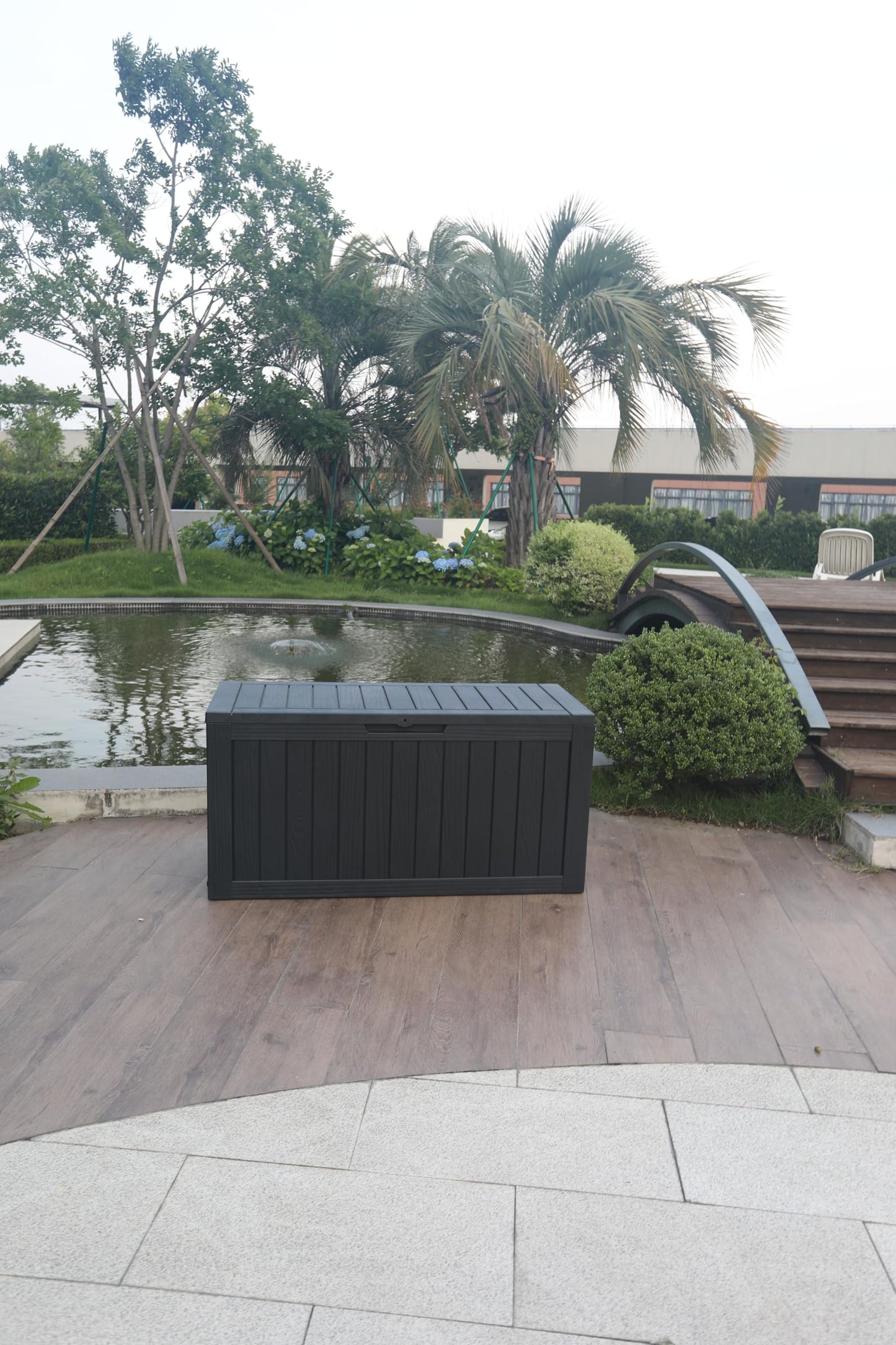 BTEXPERT 75 Gallon Resin Deck Box, Outdoor Storage Container for Patio Furniture Garden Tools Cushions Pool Sports Equipment Waterproof Lockable Stainless Steel insert UV Resistant Set of 2