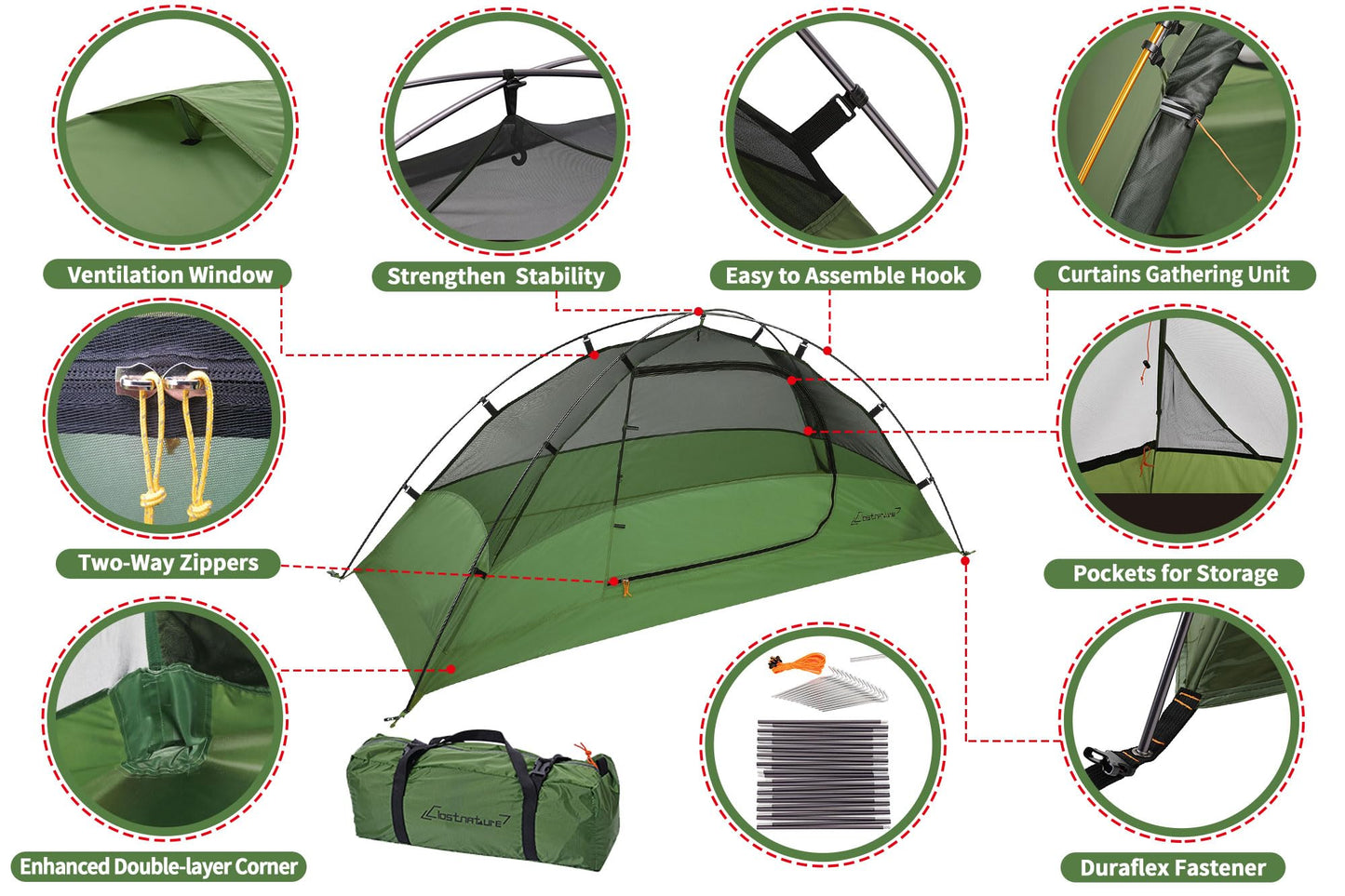 Clostnature Lightweight Tent for Backpacking - 4 Person Ultralight Backpacking Tent, Waterproof Easy Setup Camping Tent, Hiking Tents for Outdoor, Hiking and Mountaineering