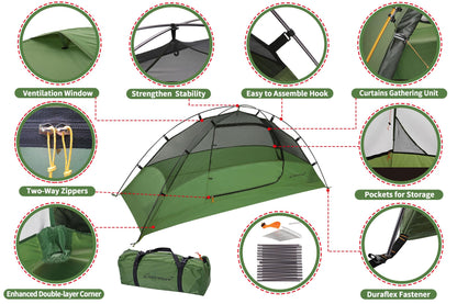 Clostnature Lightweight Tent for Backpacking - 4 Person Ultralight Backpacking Tent, Waterproof Easy Setup Camping Tent, Hiking Tents for Outdoor, Hiking and Mountaineering