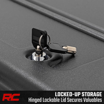 Rough Country Under Seat Storage for Ram 1500 Crew Cab (2019-2026) - Custom Rear Under Seat Organizer Tray with Lockable Lid