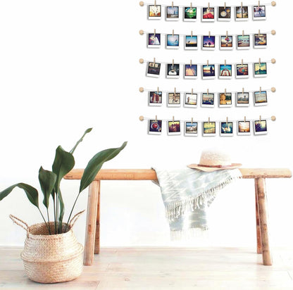 Room Wall Decor | Skiennix Hanging Photo Display - Sculptural Picture Frames Collage - 30 Clips, 5 Strings