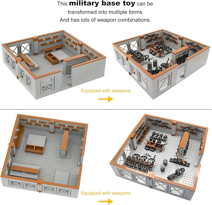 Military Base Building Bricks Set Defence Base Guard Tower Guns Weapons Building Block Toy Weapon Pack Accessories Kits Toys for Kids