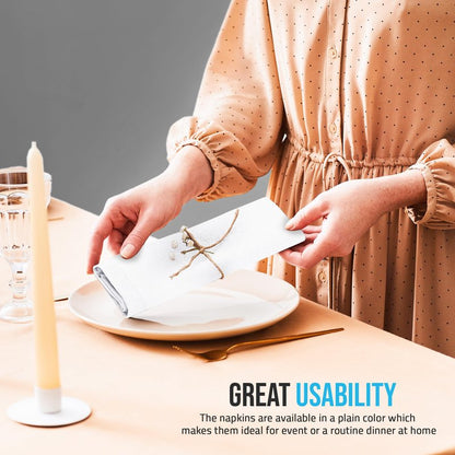 Utopia Home White Cloth Napkins (12 Pack, 17x17 Inches), Ideal Dinner Napkins for Party, Wedding and Lunch/Dinner