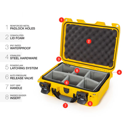 NANUK 915 Waterproof Hard Case with Padded Dividers - Yellow