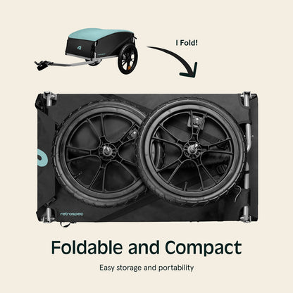 Retrospec Rover Hauler Bike Cargo Trailer - Foldable Frame with Weather-Resistant Fabric & 80lb Capacity - Universal Bike Trailer for 20-29in Wheels - Includes Safety Flag & D-Ring Anchors