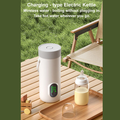 Portable Electric Kettle, Rechargeable Cordless Travel Kettle with 27000mAh Battery Fast Boiling for Outdoor Camping Car Travel Stainless Steel 350ML