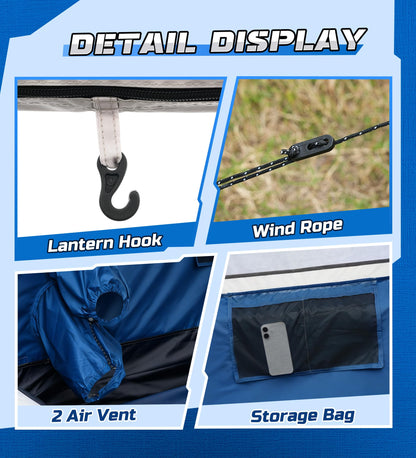 WildFinder Inflatable Truck Bed Tent for Camping 5.5ft-8ft, PU 3000mm Waterproof Pickup Truck Tent with 4'' Thick TPU Air Beams, 2 Mins Fast Setup Portable Ground & Truck Tent for 2-3 Person