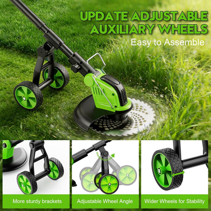 Skiennix 20000 RPM Electric Weed Wacker - Cordless 12" Brushless Grass Trimmer with 4-in-1 Functionality & 2 Batteries