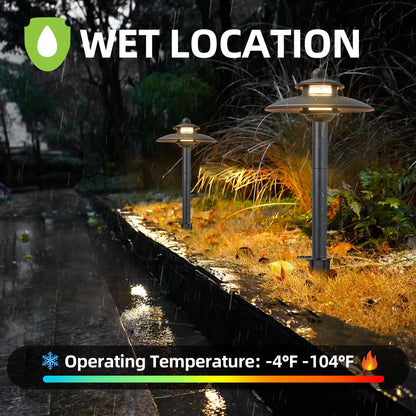 Low Voltage Landscape Pathway Lights, 3CCT Adjustable (2700K/3000K/4000K) 12V-15V LED Landscape Lighting, Oil Rubbed Bronze Aluminum Housing, Waterproof Outdoor Path Lights for Yard, Garden, 6 Pack