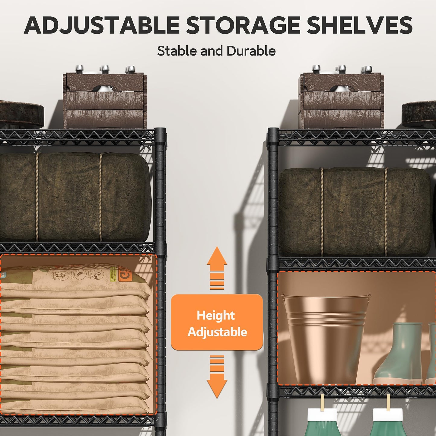 M MZG 2400LBS 35.5" W Standing Shelf Units Wire Rust-Proof Outdoor Storage Shelving 4-Tier Utility Shelving Unit for Garden Home,Kitchen,Office Dark Grey 17.7" D x 35.5" W x 59.4" H