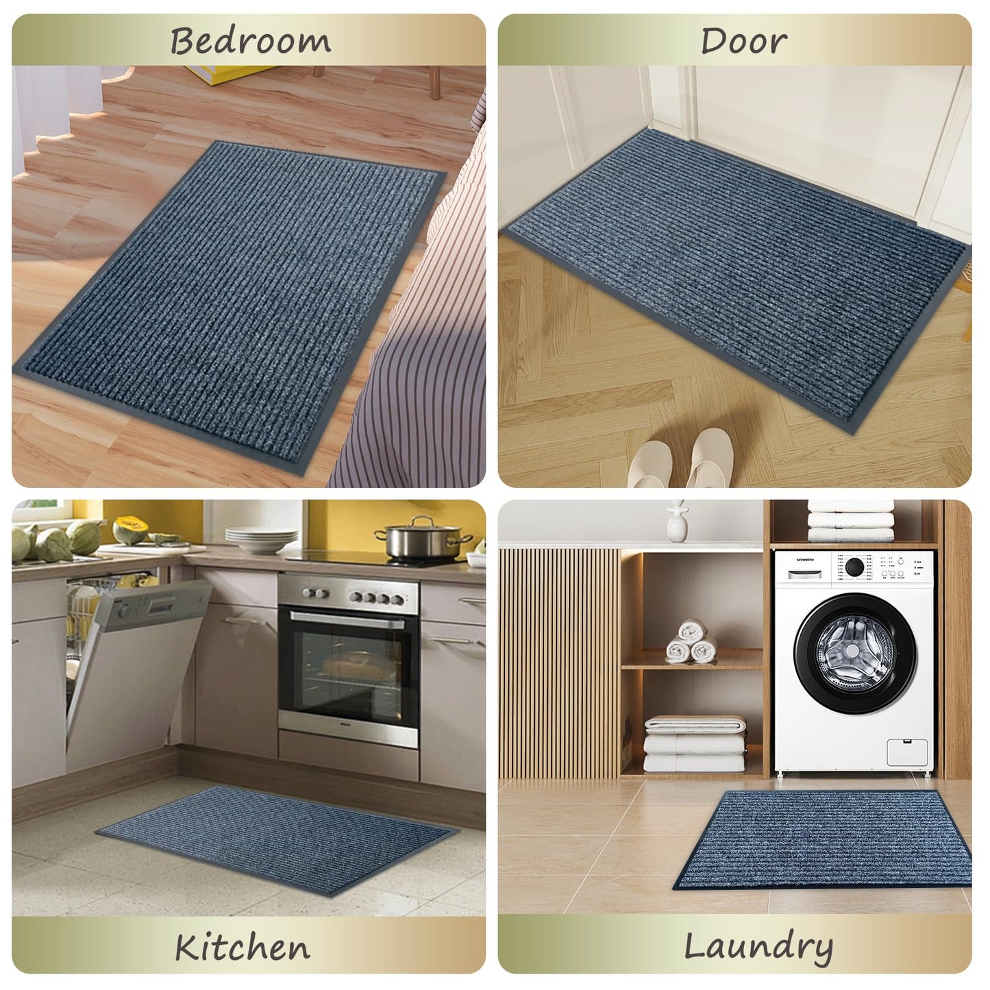 Front Door Mat,4'x8'Indoor Outdoor Door Mat,Heavy Duty Durable Welcome,Commercial Floor Mats Inside Outside Entrance, Waterproof All-Season, All-Weather Non Slip Backing Doormat for Entryway,Dark Gray