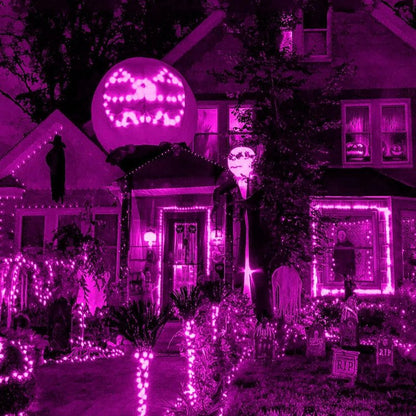 HISHINY Halloween Lights Outdoor,144LED 6ftx6ft Purple Net Lights with Connectable, Waterproof,UL Certified and Durable Black Wire Design for Bushes,Trees, Outdoor Indoor Party Decorations