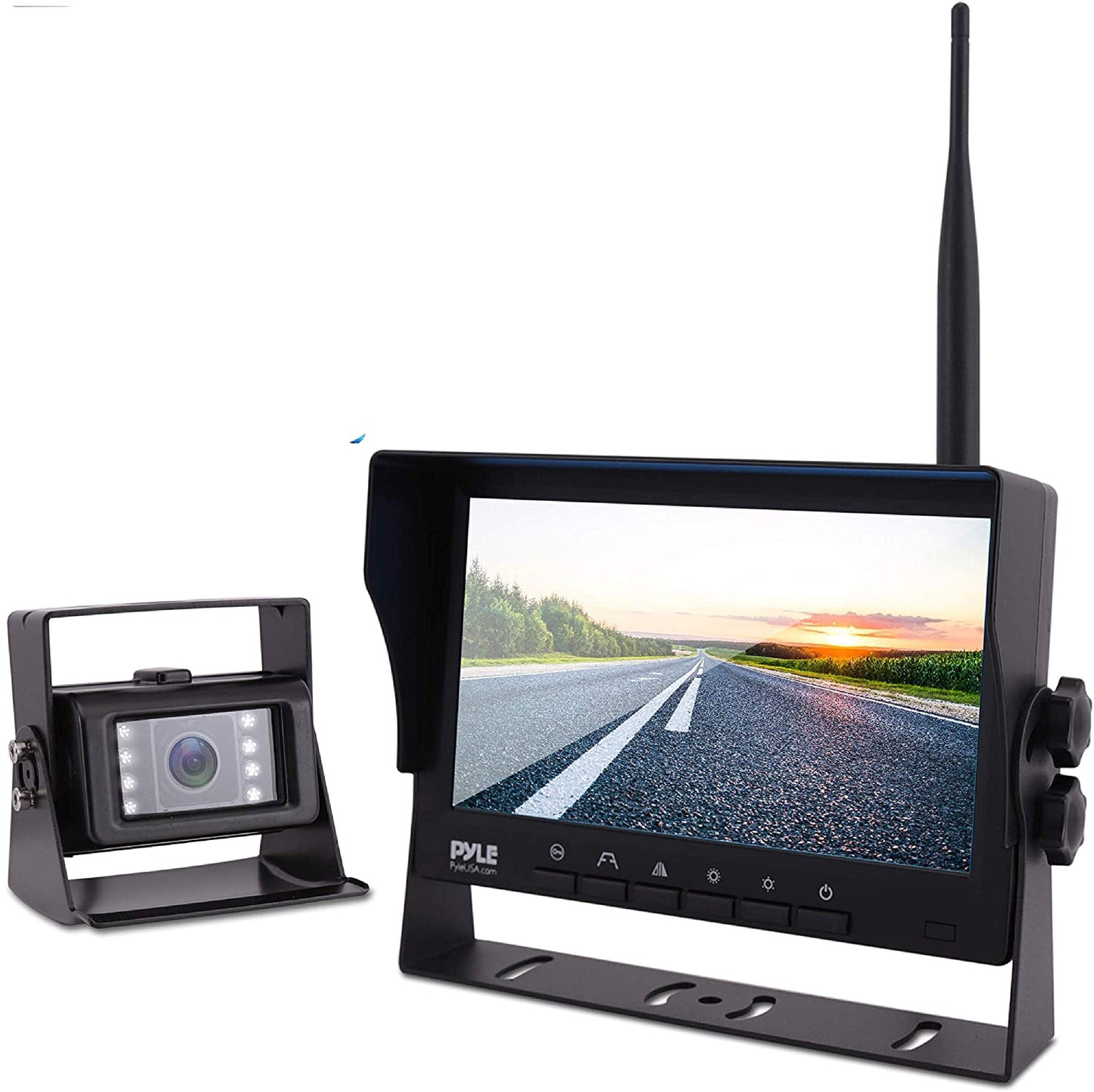 Pyle Rear View Camera with Monitor - Wireless Backup Camera And Monitor Kit w/ 7" 1080p HD IPS TFT LCD Panel & IR Night Vision Rear Camera For Truck, Travel Trailer, Campers, SUV, Pickup -PLCMTR83WIR