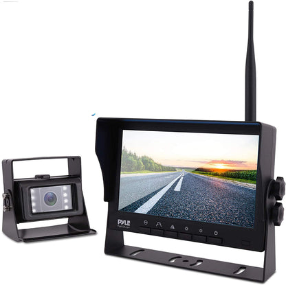 Pyle Rear View Camera with Monitor - Wireless Backup Camera And Monitor Kit w/ 7" 1080p HD IPS TFT LCD Panel & IR Night Vision Rear Camera For Truck, Travel Trailer, Campers, SUV, Pickup -PLCMTR83WIR