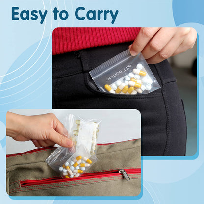 125 Packs 6 Mil Sturdy Pill Bags BPA Free Pill Pouch 3 x 2.75 Inch Write-on Label Seal Waterproof Reusable Clear Small Ziplock Plastic Bags for Travel Pill Organizer, Jewelry and Small Craft Pieces