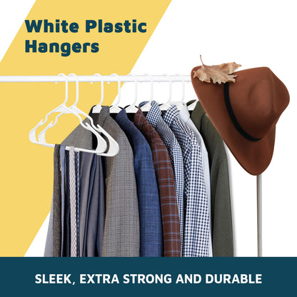 Lifemaster Plastic Clothes Hanger Set - 30 Pieces Versatile, Lightweight, Space-Saving, Non-Slip, Slim Designed, Dry and Wet Clothes Hanger Set - White