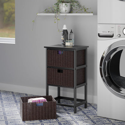 Winsome Omaha Home Storage Rack with 3 Baskets, Stackable Storage Bins for Home Organizing, Functional Furniture for Bedroom, Living Room, Office, Entryway