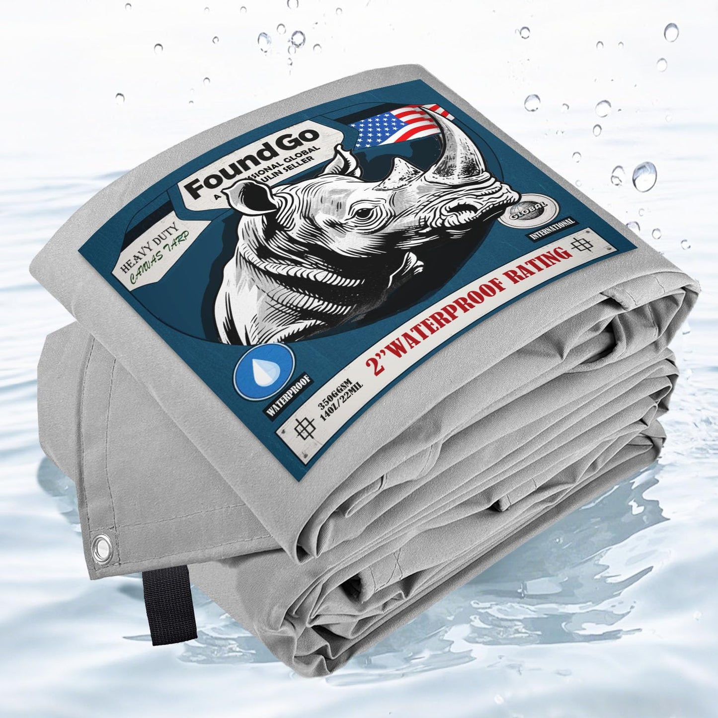 FoundGo Canvas Tarp 10x24ft Heavy Duty Waterproof Tarps with Grommets, UV Resistant, 22 Mil Tarpaulin,14 oz Durable Cloth Covers for Car, Roof, Boat, Camp, Canopy, Woodpile with Loops & Ropes-Grey