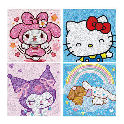 YSUNETER Diamond Painting Kits for Kids Beginner - 4 Pack DIY 5D Full Drill Diamond Art Kits for Children, Cute Animals Round Crystal Rhinestone Gem Art Crafts Home Wall Art Decor 5.9 x 5.9 Inches