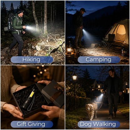 KunHe 20 Pack Rechargeable Flashlight with COB Side Light 430 Lumens Zoomable Beam 3 Modes Front Light Compact Aluminum Flashlight for Home Camping and Emergency Use