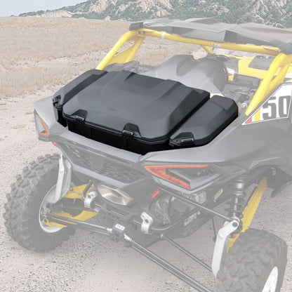 SAUTVS Poly Water Resistant Large Capacity Rear 96L Storage Cargo Trunk Box & 13.5L Side Cargo Storage Boxes Set for Can-Am Maverick R MAX X RS 2024+ Accessories (3PCS, Replace #715007182, 715007372)