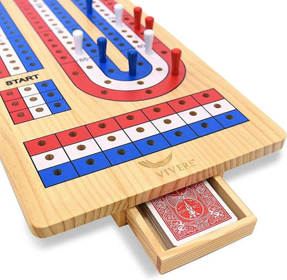 Vivere Giant Cribbage Game – Includes Large Pegs Bicycle Cards and Oversized Board for Family Fun