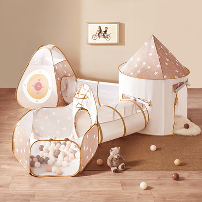Tiny Land Play Tunnel and Ball Pit for Toddlers, 5pcs Indoor Playground - Foldable Pop Up Tents with Carry Bag, 3-in-1 Kids Play Tunnel with Ball Pit & Tent, Pop Up Crawl Tunnel for Toddlers