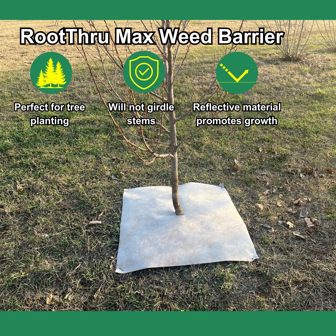 RootThru Max Weed Barrier, 34 in x100 ft, Natural, Eco-Friendly, Heavy-Duty, Durable, Landscape Fabric, Garden Ground Cover, Paper Mulch, Gardening Weed Mat, Geotextile Fabric, Weed Blocker