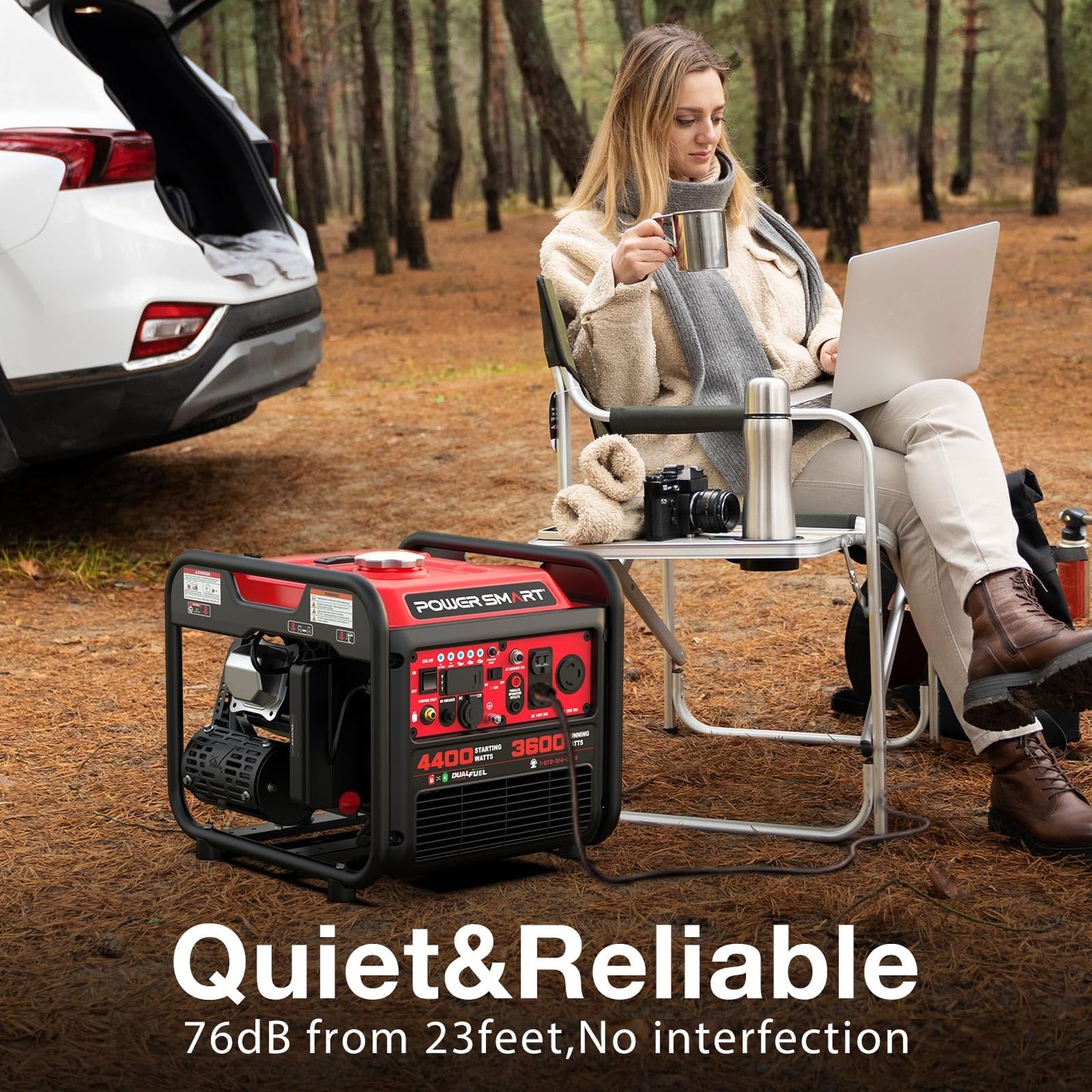 PowerSmart 4400-Watt Dual Fuel Portable Inverter Generator, PowerSmart Gas Powered, CO-Sensor, Lightweight & Quiet for Home Use and Emergency Backup, Camping, EPA Compliant