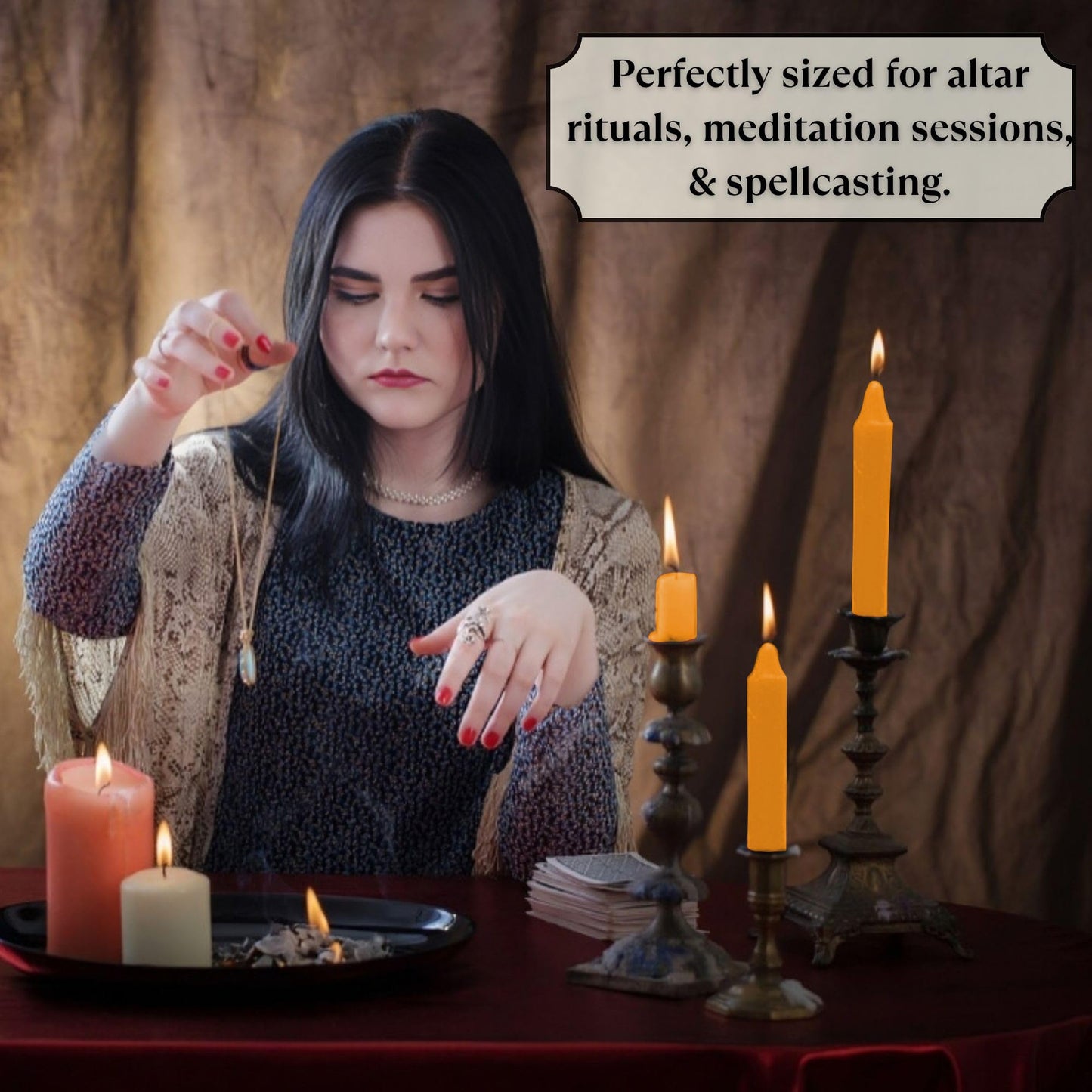 Vrinda® Set of 20-4" Mini Chime Ritual Spell Unscented Taper Candles – Ideal for Chime/Altar/Spell Work (Orange)