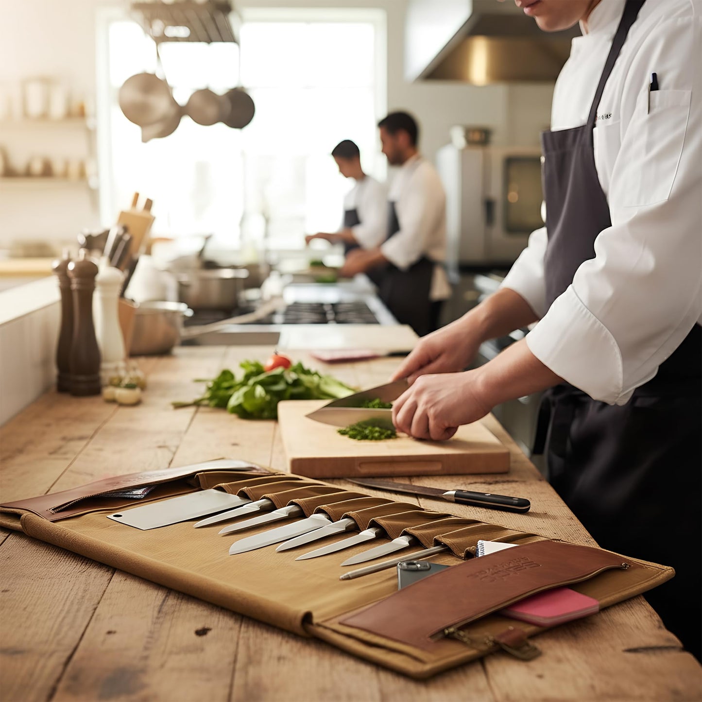 Seido Knives Classic Knife Roll Bag - Heavy Duty Canvas & Leather - Holds 18 Culinary Tools, Including 12 Large Knives, 4 Utensil Slots, and 2 Meat Cleaver Compartments