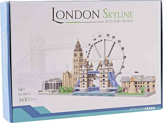 World Famous Architecture Micro Building Blocks Set 3430 PCS - London Skylines DIY Collectible Model for Lovers Adults or Teens Ages of 14+ in Living Room or Office Decorative Items