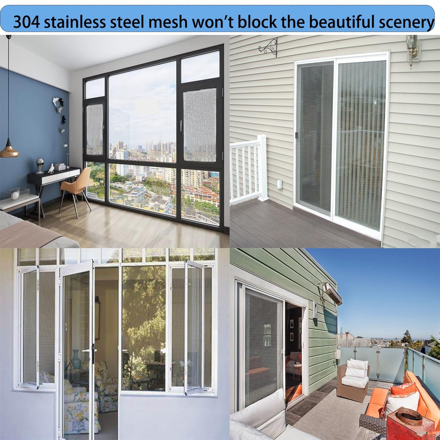 304 Stainless Steel Mesh Screen, 12 Mesh 304 Stainless Steel Security Screen, PVC Coated Heavy Duty 47inch x 118 inch Wire Mesh Window Screen Hardware Cloth Sturdy Metal Mesh Door Security Screen Mesh