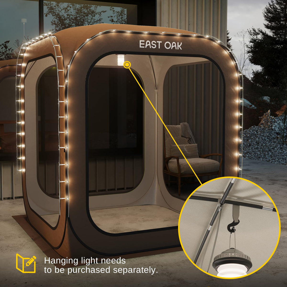 East Oak Screen House Tent Pop-Up, Portable Screen Room Canopy Instant Screen Tent 6 x 6 FT with Carry Bag for Patio, Backyard, Deck & Outdoor Activities, Beige