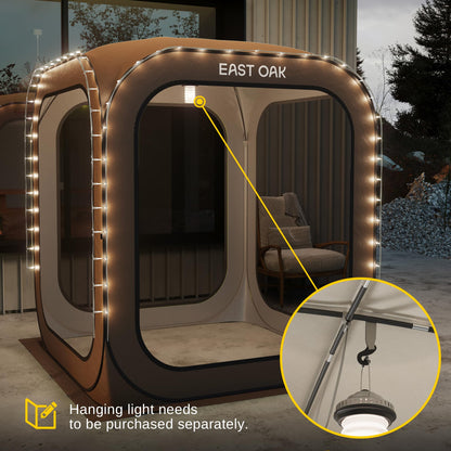 East Oak Screen House Tent Pop-Up, Portable Screen Room Canopy Instant Screen Tent 6 x 6 FT with Carry Bag for Patio, Backyard, Deck & Outdoor Activities, Beige