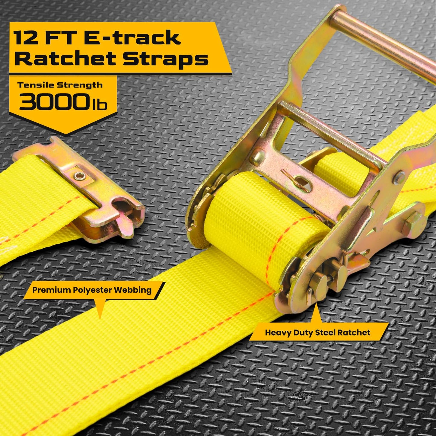 Trekassy 8ft E Track Rail Tie-Down Kit, 8' Etrack Rails(4Pack, 48 Slots/Rail) & 10 E Track Accessories for Trailer Tie Down System, Trucks, Vans, Garages
