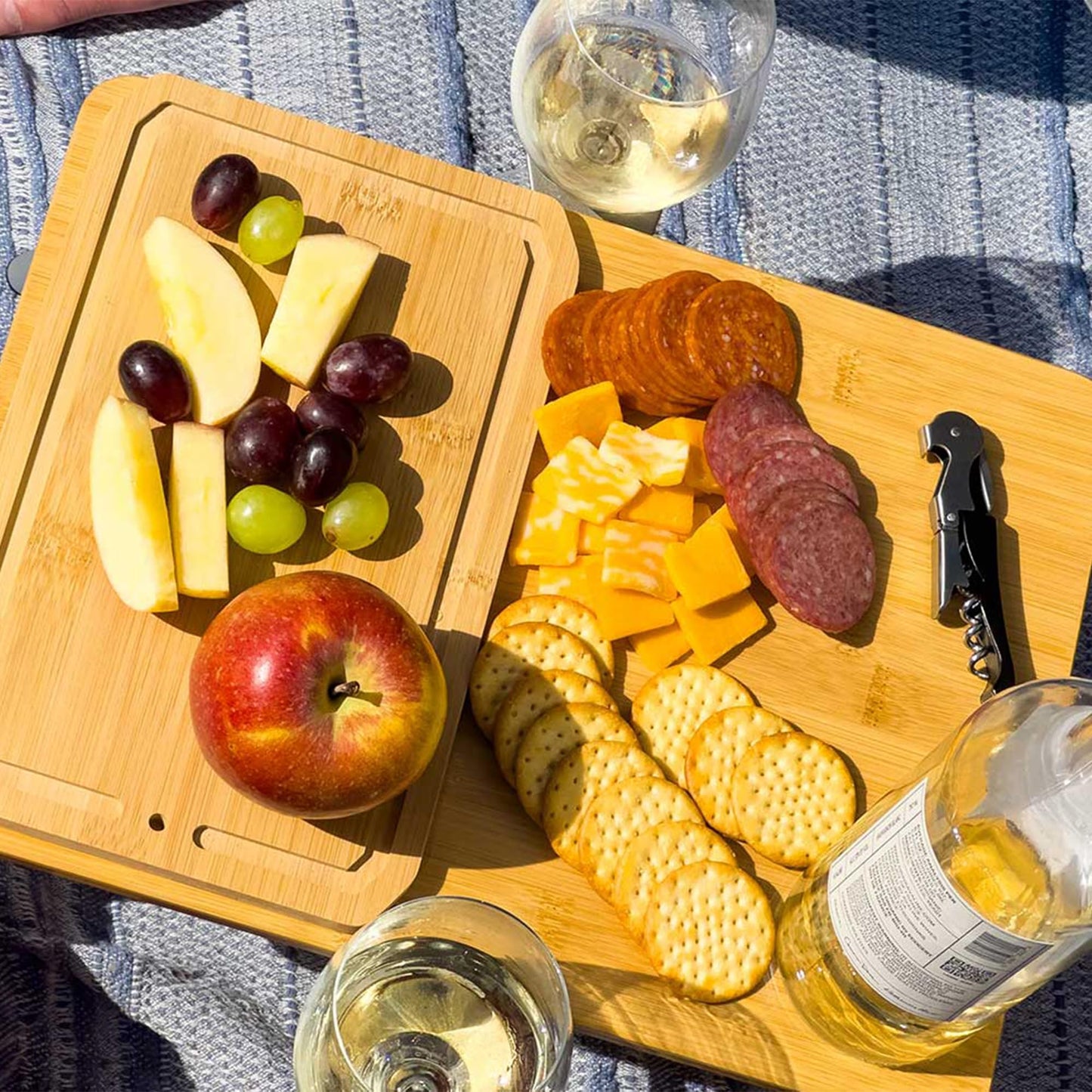 GSI Outdoors Gourmet Picnic Set, 2 Person Portable Camping & Wine Dining Travel Kit with Table, Glasses, Food Containers & Case