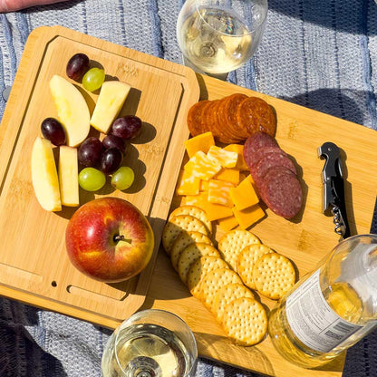 GSI Outdoors Gourmet Picnic Set, 2 Person Portable Camping & Wine Dining Travel Kit with Table, Glasses, Food Containers & Case