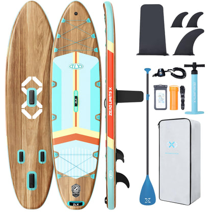 ZLX 11'6" Extra Wide Inflatable Stand Up Paddle Board SUP | Stable Non-Slip Deck Pad, Unique Fin System and Premium iSUP Accessories - Portable Backpack & Upgraded Pump for Adults, All Skill Levels