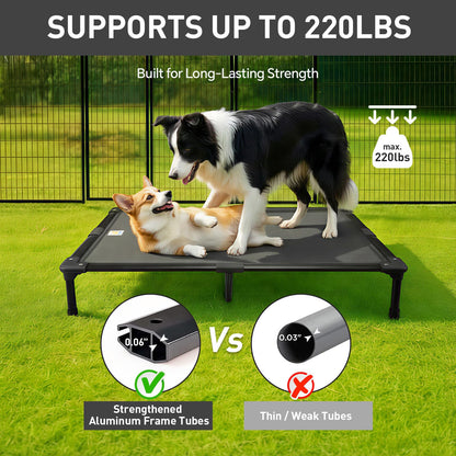 Sytopia 42'' Indestructible Outdoor Elevated Dog Bed for Large Dogs, Chew-Proof Pet Camping Raised Cot with Breathable Mesh - Durable Frame, Cooling Hammock Bed, Non-Slip Feet, Waterproof, Easy Clean