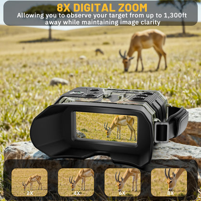 WOSPORTS 4K Infrared Night Vision Goggles – 1300FT Range, 8X Digital Zoom, 32GB Card, 15H Battery, Suitable for Camping, Gift for Men - Camo