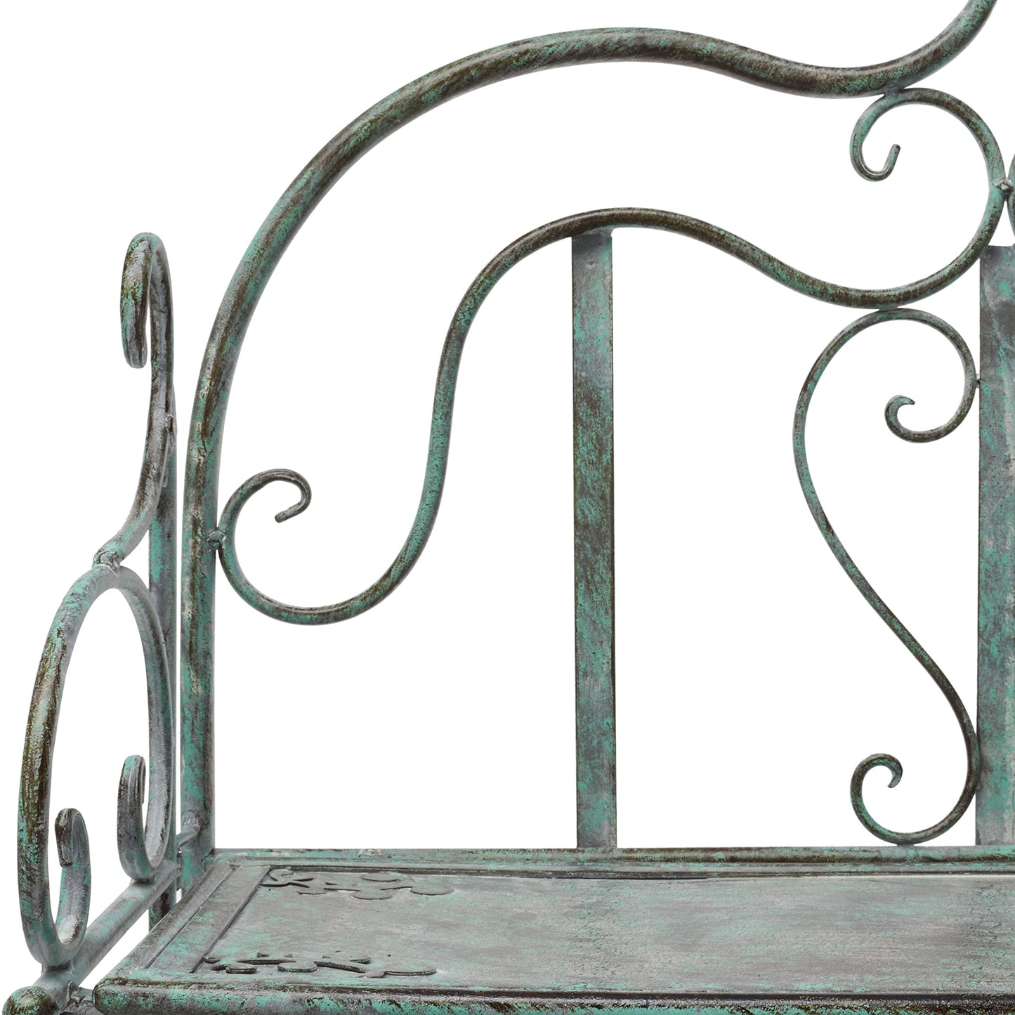 SAFAVIEH Outdoor - Tyrique Antique Dark Green Victorian Wrought Iron 4-Tier Shelf Unit, Metal Plant Stand Baker’s Rack, Decorative Patio Garden Storage, 24.8" W x 12.6" D x 65.8" H (PAT5033D)