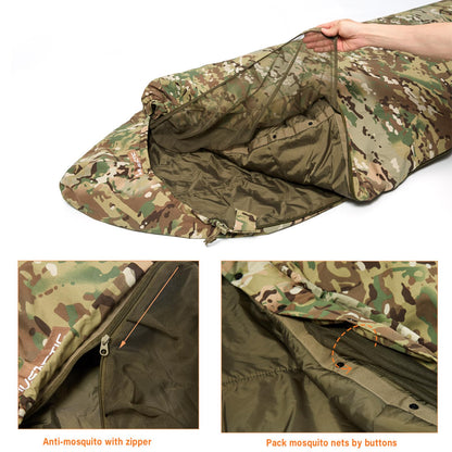 MT Military Army Force Defence 4 & Tropen Patrol Mummy Sleeping Bags with Bivy Cover Compression Sack, Modular Sleeping System 2.0 for Cold Weather,