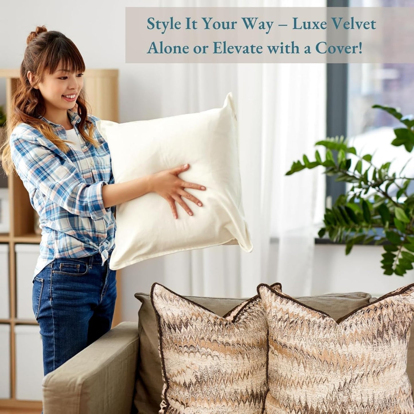 LANE LINEN Throw Pillow Insert - Pack of 2 16x16 Pillow Inserts for Decorative Pillow Covers, Throw Pillows Insert for Couch - White